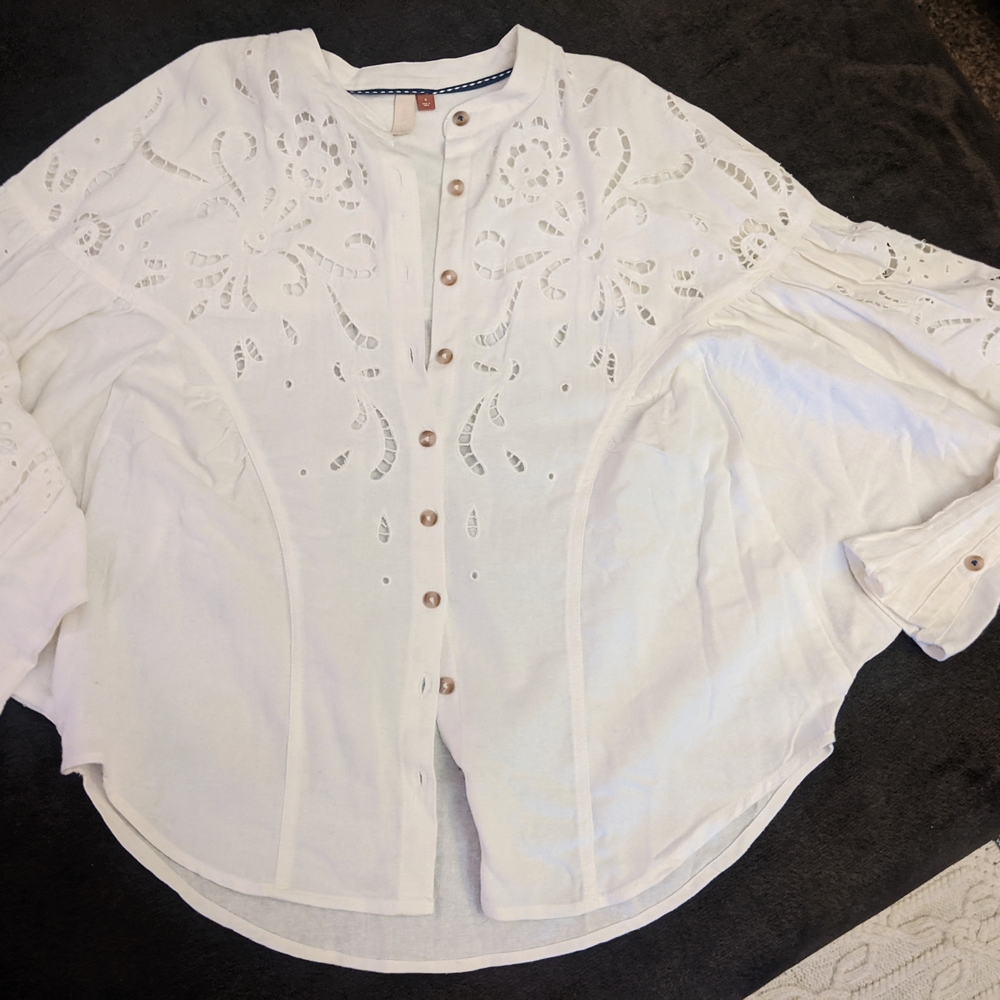 Anthropologie Pilcro White Button-Up Women's Top